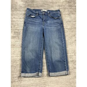 Levis Jeans Womens 6 Blue Denim‎ Cuffed Capri Cotton Blend
